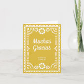 Gorgeous Ornate Papel Picado Yellow Wedding Bedankkaart (Voorkant)