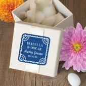 Gorgeous Papel Picado Blue Wedding Favor Sticker