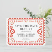 Gorgeous Papel Picado Photo Warm Red Wedding Save The Date (Staand voorkant)