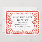 Gorgeous Papel Picado Photo Warm Red Wedding Save The Date (Voorkant)
