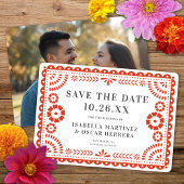 Gorgeous Papel Picado Photo Warm Red Wedding Save The Date