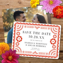 Gorgeous Papel Picado Photo Warm Red Wedding Save The Date