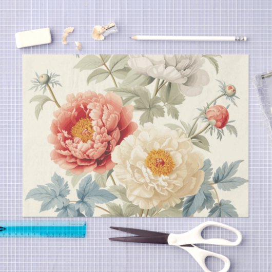 Gorgeous Peonies Seamless Pattern Tissuepapier (Craft)