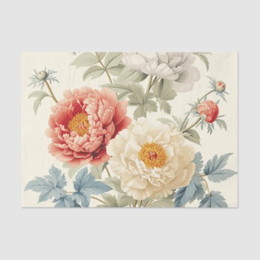 Gorgeous Peonies Seamless Pattern Tissuepapier (Voorkant)