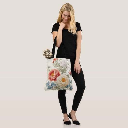Gorgeous Peonies Seamless Pattern Tote Bag (Op model)