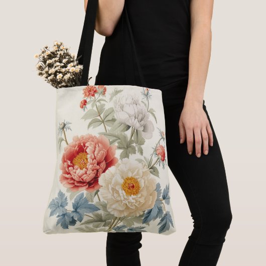 Gorgeous Peonies Seamless Pattern Tote Bag (Dichtbij)