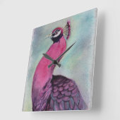 GORGEOUS PINK PEACOCK VIERKANTE KLOK (Hoek)