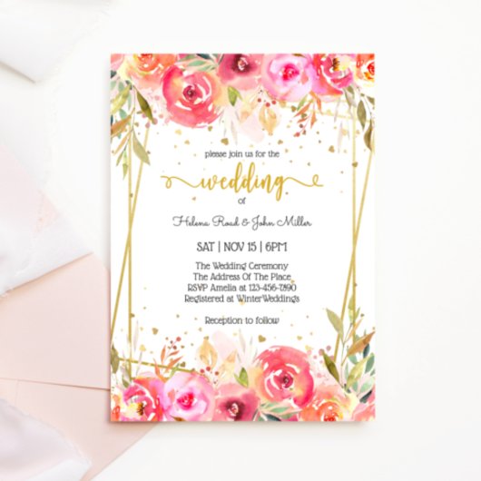 Gorgeous Pink Watercolor Flower Kaart