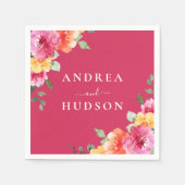 Gorgeous Pink Watercolor Flowers Wedding Servet (Voorkant)