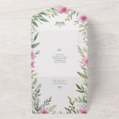 Gorgeous Romantic Pink & Green Princess Tiara All In One Uitnodiging (Buitenkant)