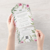 Gorgeous Romantic Pink & Green Princess Tiara All In One Uitnodiging (Afscheurbaar)