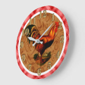 Gorgeous Rustic Rooster Country Chic Red Tartan Grote Klok (Hoek)