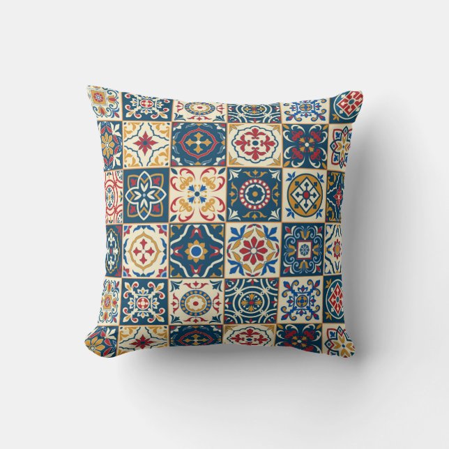 Gorgeous seamless pattern white colorful Moroccan, Kussen (Voorkant)
