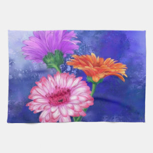 Gorgeous Three Color Gerberas Kitchen Towel Theedoek