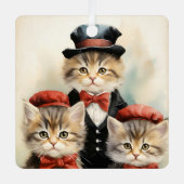 Gorgeous Three Kitten Family Christmas  Metalen Ornament (Voorkant)