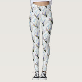 GORGEOUS WHITE CALLA LILILISEERT FLORAL LEGGINGS