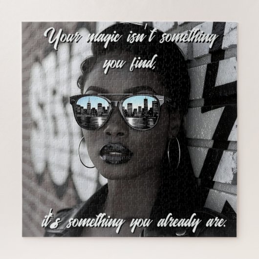 Gorgeous Woman in City with Sunglasses and Quote Legpuzzel (Verticaal)