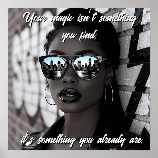 Gorgeous Woman in City with Sunglasses and Quote Poster (Voorkant)