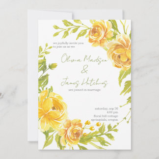 Gorgeous Yellow Floral Wedding Invitation Kaart