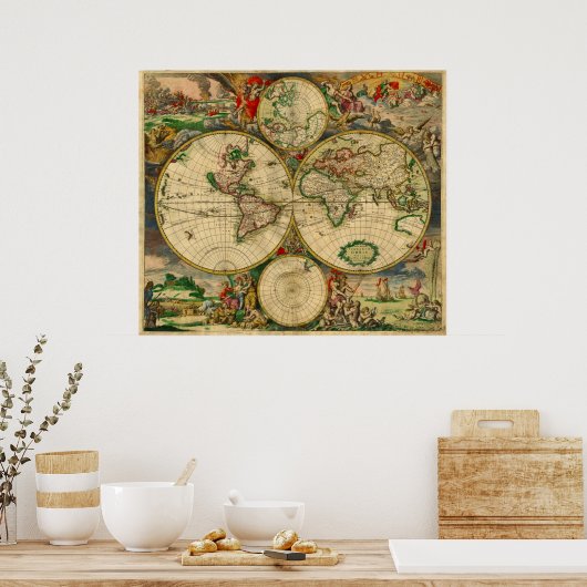 Gorgoeus Old Wereldkaart Poster (Keuken)