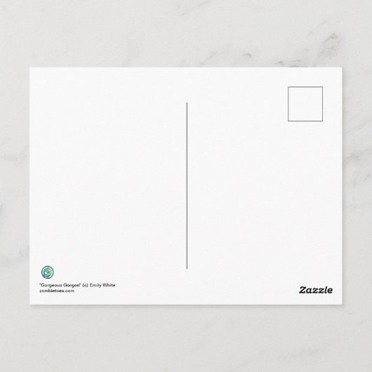 Gorgon blue Medusa Fantasy Art Briefkaart (Achterkant)