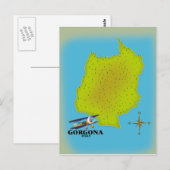 Gorgona Italië brengt reisposter in kaart. Briefkaart (Voorkant / Achterkant)