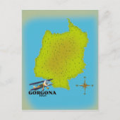 Gorgona Italië brengt reisposter in kaart. Briefkaart (Voorkant)