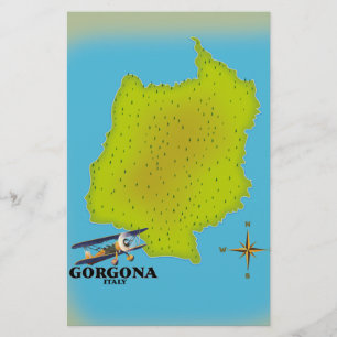 Gorgona Italië kaart reisposter.