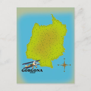 Gorgona Italië kaart reisposter.