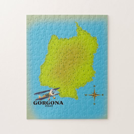 Gorgona Italië kaart reisposter. Legpuzzel (Verticaal)