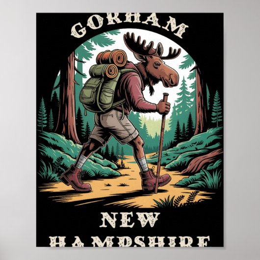 Gorham New Hampshire Nh Mountains Hiking Trail Moo Poster (Voorkant)