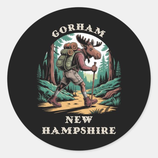 Gorham New Hampshire Nh Mountains Hiking Trail Moo Ronde Sticker (Voorkant)