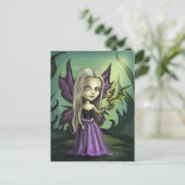 Gorhic Fairy en Baby Dragon Briefkaart (Staand voorkant)