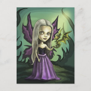 Gorhic Fairy en Baby Dragon Briefkaart