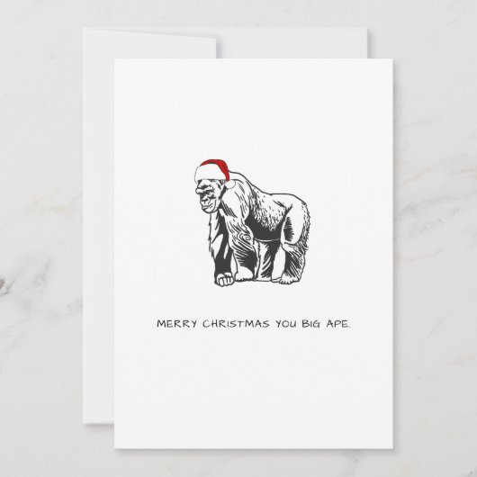 Gorilla Aap Grappige Uitspraak Sinterklaas Kerstmi Feestdagenkaart (Voorkant)