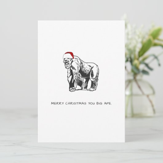 Gorilla Aap Grappige Uitspraak Sinterklaas Kerstmi Feestdagenkaart (Staand voorkant)
