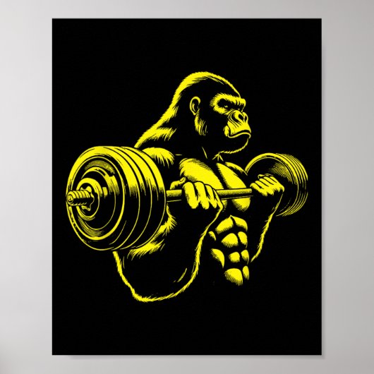 Gorilla Aap Gym Gewicht Hefen Krachttraining Worko Poster (Voorkant)