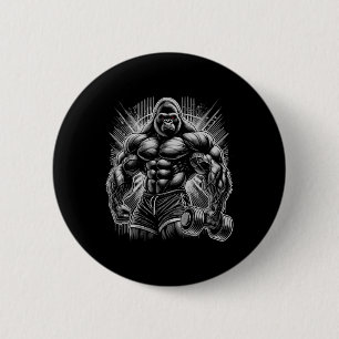 Gorilla Aap Gym Kleding Bodybuilding Workout Motiv Ronde Button 5,7 Cm