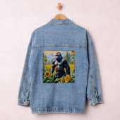 Gorilla aap in een veld van zonnebloem denim jacket (Hangar)