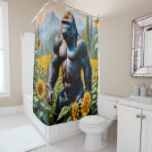 Gorilla aap in een veld van zonnebloem douchegordijn (In situ)