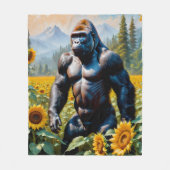 Gorilla aap in een veld van zonnebloem fleece deken (Voorkant)
