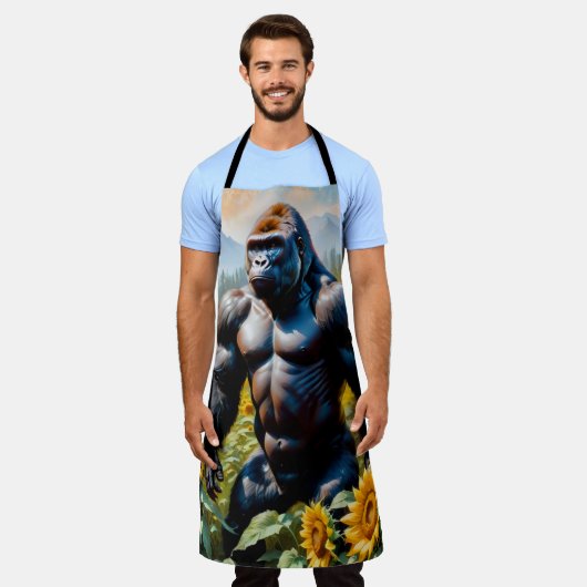 Gorilla aap in een veld van zonnebloem schort (Gedragen)