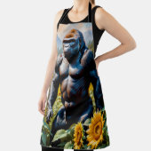 Gorilla aap in een veld van zonnebloem schort (Insitu)