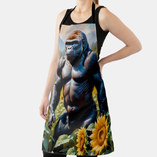 Gorilla aap in een veld van zonnebloem schort (Insitu)