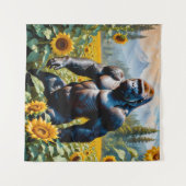 Gorilla aap in een veld van zonnebloem wandkleed (Voorkant (horizontaal))