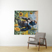 Gorilla aap in een veld van zonnebloem wandkleed (In Situ (horizontaal))