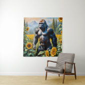Gorilla aap in een veld van zonnebloem wandkleed (In situ)