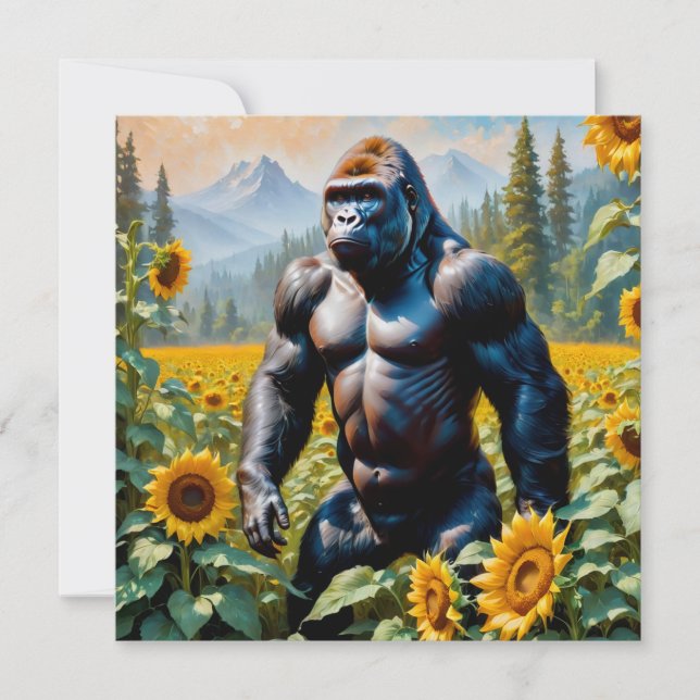 gorilla aap op het gebied van zonnebloem plein Bri (Voorkant)