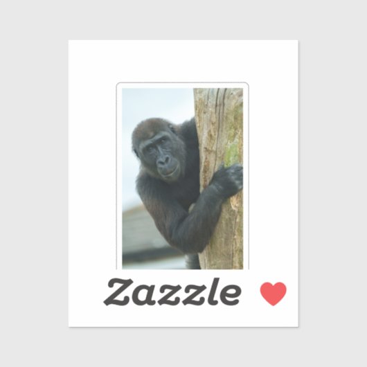 Gorilla achter de boom sticker (Vel)