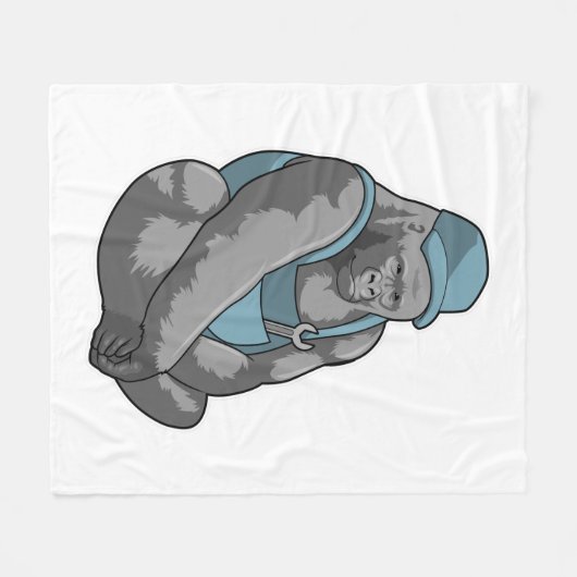 Gorilla als ambachtsman met moersleutel fleece deken (Voorkant (Horizontaal))